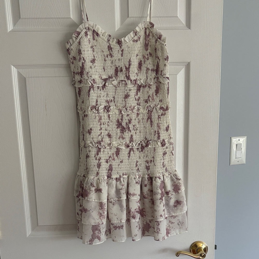 Storia Cream Slip Dress with Mauve Floral Splatter